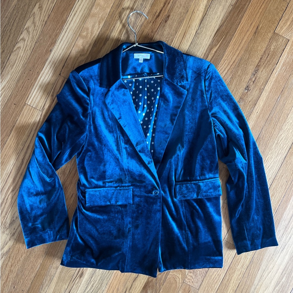 Blue velvet pant suit